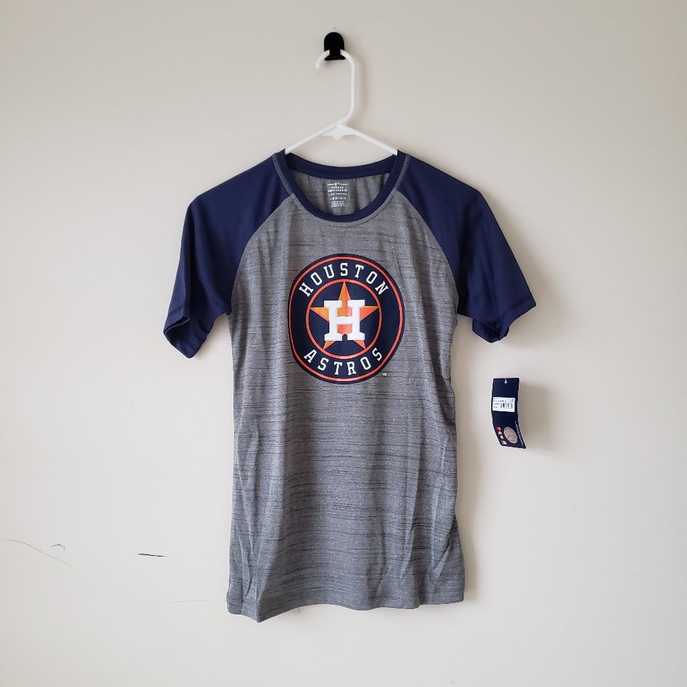 Houston Astros Active T-Shirt Tee Youth Large Gray Blue MLB TA Boys NWT